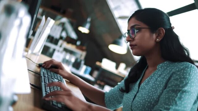 Focused young professional coding new software application at workstation