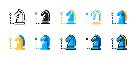 Strategy icon representing business planning, tactics, decision‑making, leadership, corporate strategy, goal setting, and strategic thinking in vector.