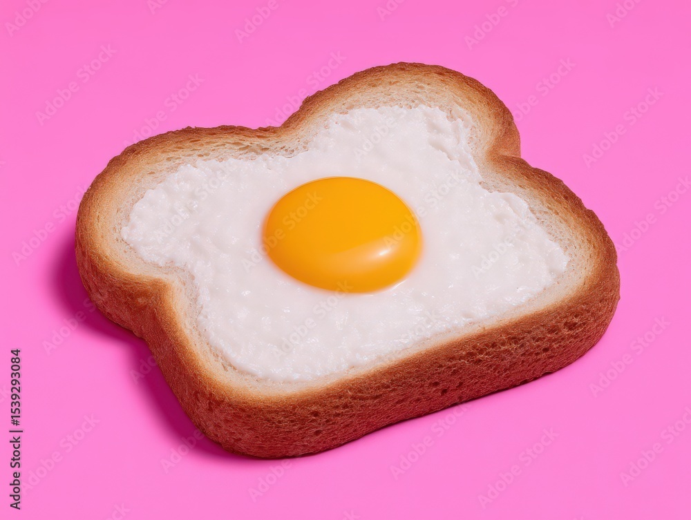 Aufkleber a whimsical food concept featuring a slice of bread with a fried egg shaped like a heart placed agai