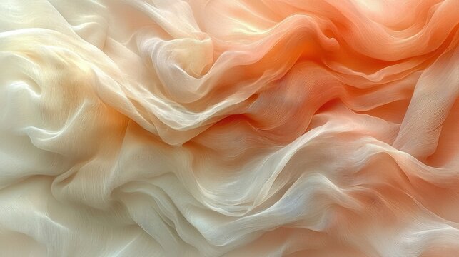 Soft, flowing fabric with a gradient of peach and cream colors