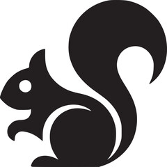 Obraz premium A stylized black squirrel silhouette with a large bushy tail on a light background image design art