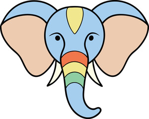Obraz premium Adorable Rainbow Elephant Illustration Cute Cartoon Animal Design