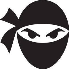 A minimalist graphic of a ninja with a black mask and visible eyes on a light background design style © Syed  39