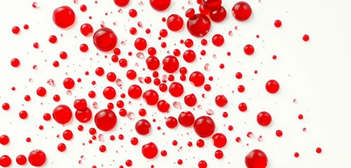 Scattered blood droplets radiating outward, isolated on white,  horror,   science