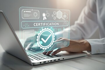 Online certification process and achievement