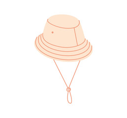 Luxury Bucket Hat with Cord Stopper. Summer Head Fashion accessory cap clothing technical illustration. Vector headgear for Men, women, unisex style, flat template CAD mockup sketch outline isolated