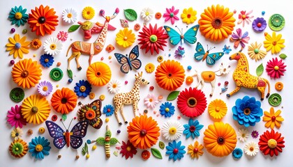 Fototapeta premium colorful flowers and butterflies