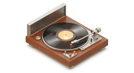 Fototapeta premium Vintage Turntable Record Player Isolated on White