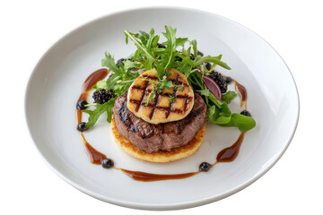 Exquisite Pan-Seared Beef Tenderloin with Foie Gras and Truffle Sauce on Gourmet Plate