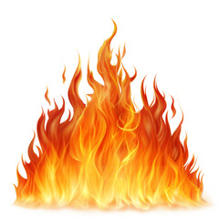 Orange fire flames blazing on transparent background.