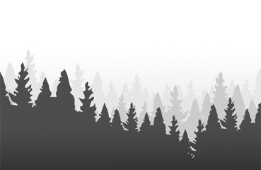 silhouette of beautiful forest scenery with clear sky