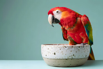 Fototapeta premium Ceramic Parrot Dish on Smooth Surface