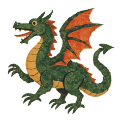 PNG Whimsical textured dragon illustration.