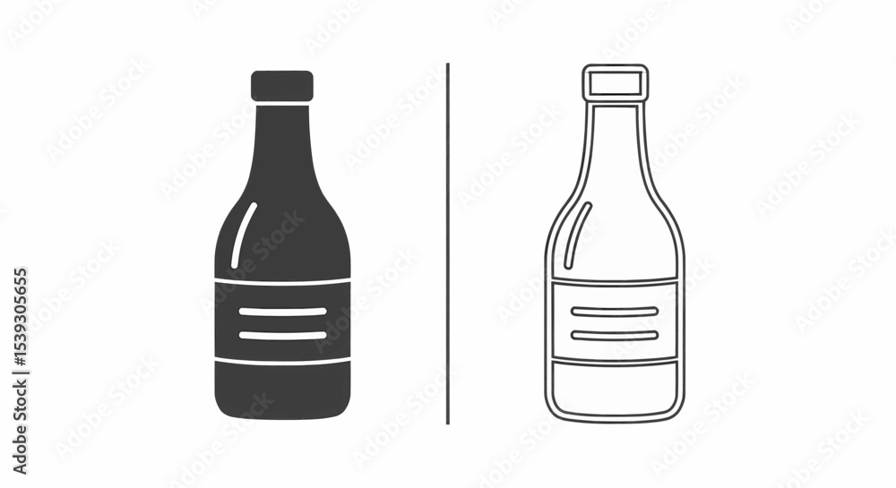 Poster this high-quality vector image features two simple bottle icons: a solid dark gray silhouette and a 
