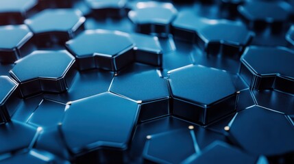 Obraz premium Abstract geometric dark blue hexagon pattern, futuristic technology background