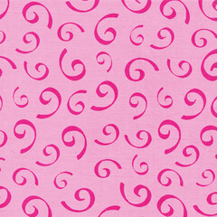 Seamless pink swirl pattern with bold hand-drawn curls on a soft pastel background. Playful feminine decorative design, cute abstract texture for crafts and creative projects.