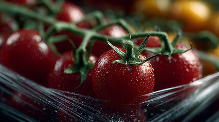 Fresh Juicy Vine-Ripened Tomatoes A Close-Up Look at Nature's Bounty