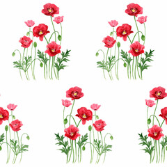 August 1st Birth Flower Red Papaver Design Pattern Oriental Painting