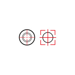 Crosshair vector icon. Red line focus. Bar graph symbol. Circular aim shape.