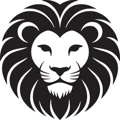 A stylized black and white lion head illustration with a prominent mane on a white background © Syed  39