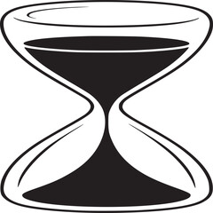 A stylized illustration of an hourglass with black sand against a light beige background image art
