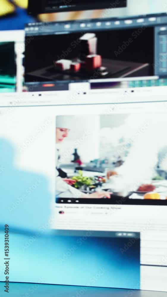 Poster vertical video visualization of unlimited video streaming service content library on dynamic media w