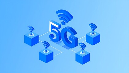 5G Network Isometric Illustration.