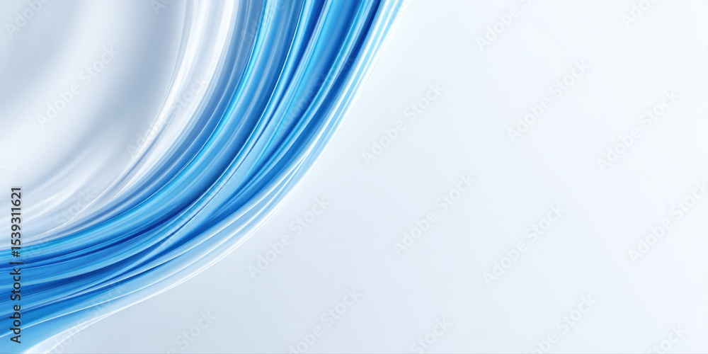 Aufkleber clean white background with soft blue waves flowing smoothly, creating calm and elegant abstract des