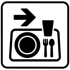 Food tray return icon at food court or restaurant with transparent background
