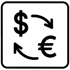 Currency exchange foreign money conversion icon with transparent background

