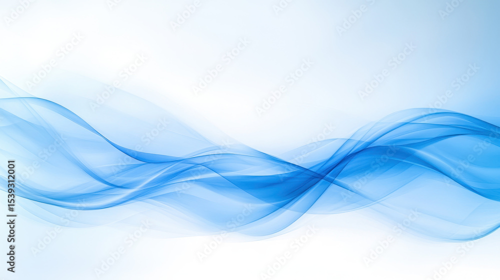 Aufkleber Blue wave abstract background with smooth flowing lines and soft gradient, creating calm and dynamic visual effect