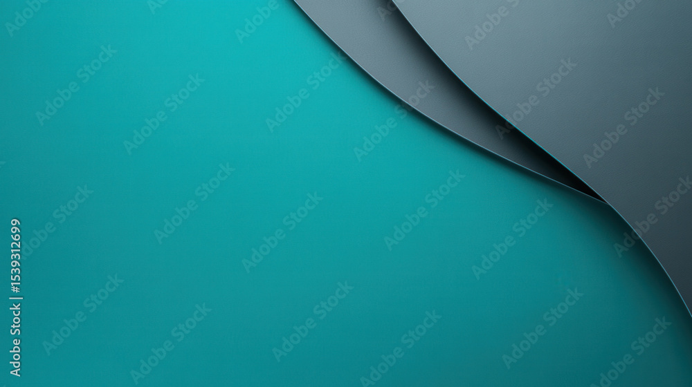 Aufkleber minimalist teal and dark gray background with smooth rounded shapes creating modern and calm abstrac