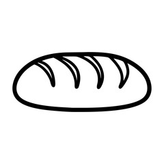 Whole loaf bread outline icon, isolated on white background