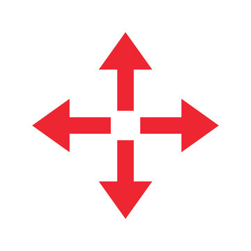 four way direction arrow icon. four side arrow. road direction sign. four arrows pointing from the center vector. vector illustration on transparent background.