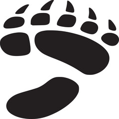 Isolated black bear paw print on white background showcasing animal track and wildlife illustration art