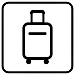 Carry on bag icon with travel suitcase and handle for airline cabin luggage and personal carryon transparent background

