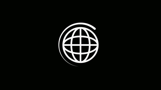 Animated globe model line icon. Earth satellite. Map of world. global spinning , Globe, planet, Earth icon animation.