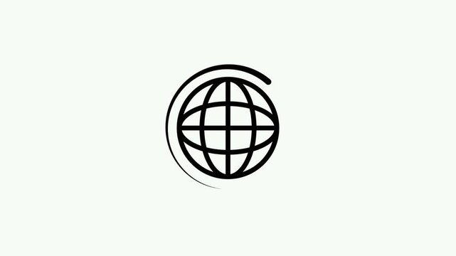Animated globe model line icon. Earth satellite. Map of world. global spinning , Globe, planet, Earth icon animation.