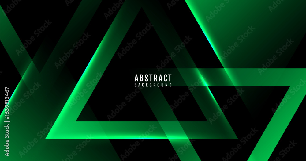 Aufkleber green triangles abstract background overlap layer on dark space with lines effect decoration. modern