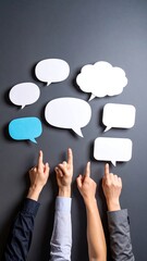 Hands Pointing Speech Bubbles.