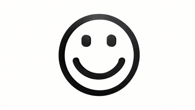 Transformation of a Black Line into a Smiling Face on White Background