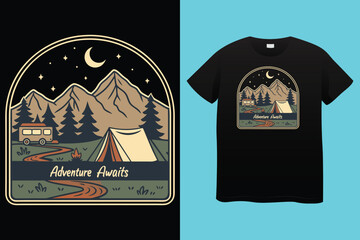 Camping typography t shirt design