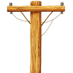 Wooden power pole isolated 