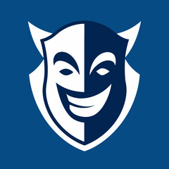 Dual faced comedy tragedy mask logo design