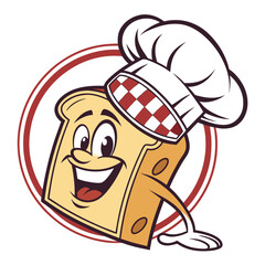 Happy bread chef cartoon mascot logo