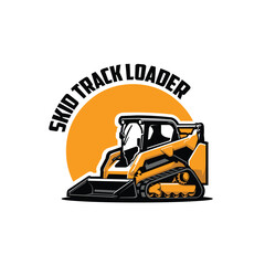 Skid track loader vector art illustration vector logo isolated