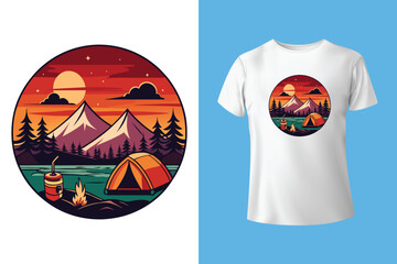 Starry night camping t shirt Design. Vector t shirt Design.