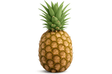 Fototapeta premium Photorealistic 3d rendering of a ripe pineapple with green leaves, isolated on a transparent background
