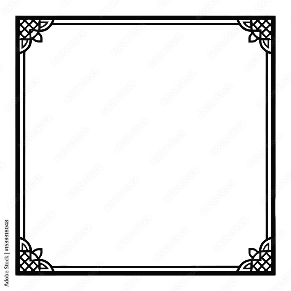 Aufkleber elegant border design: a clean, symmetrical frame with decorative corner elements, perfect for addin