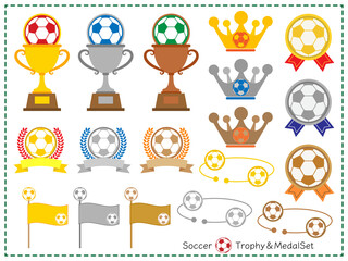 トロフィー■サッカーのトロフィー＆王冠セット（金賞・銀賞・銅賞）